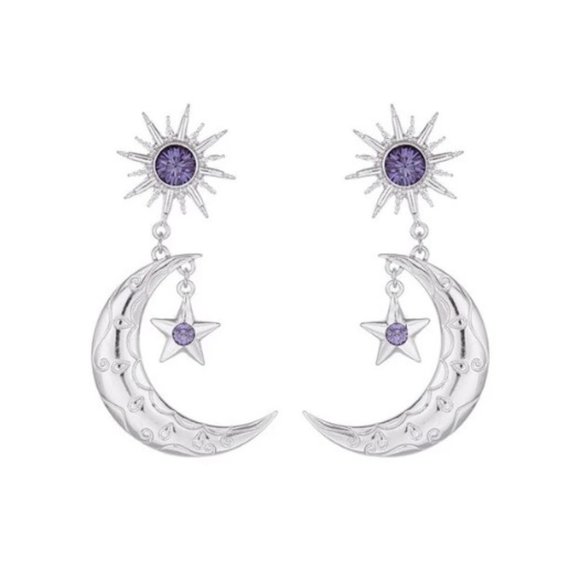 Celestial Crystal Earrings in Silver - Picture 1 of 2